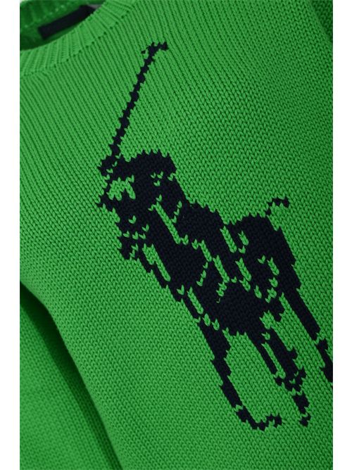 Maglia in cotone con logo a intarsio Green POLO RALPH LAUREN | 211A96234003